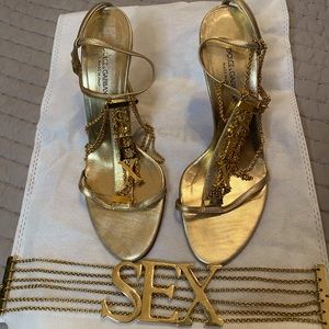 COPY - Dolce & Gabbana gold logo “SEX” heels and …